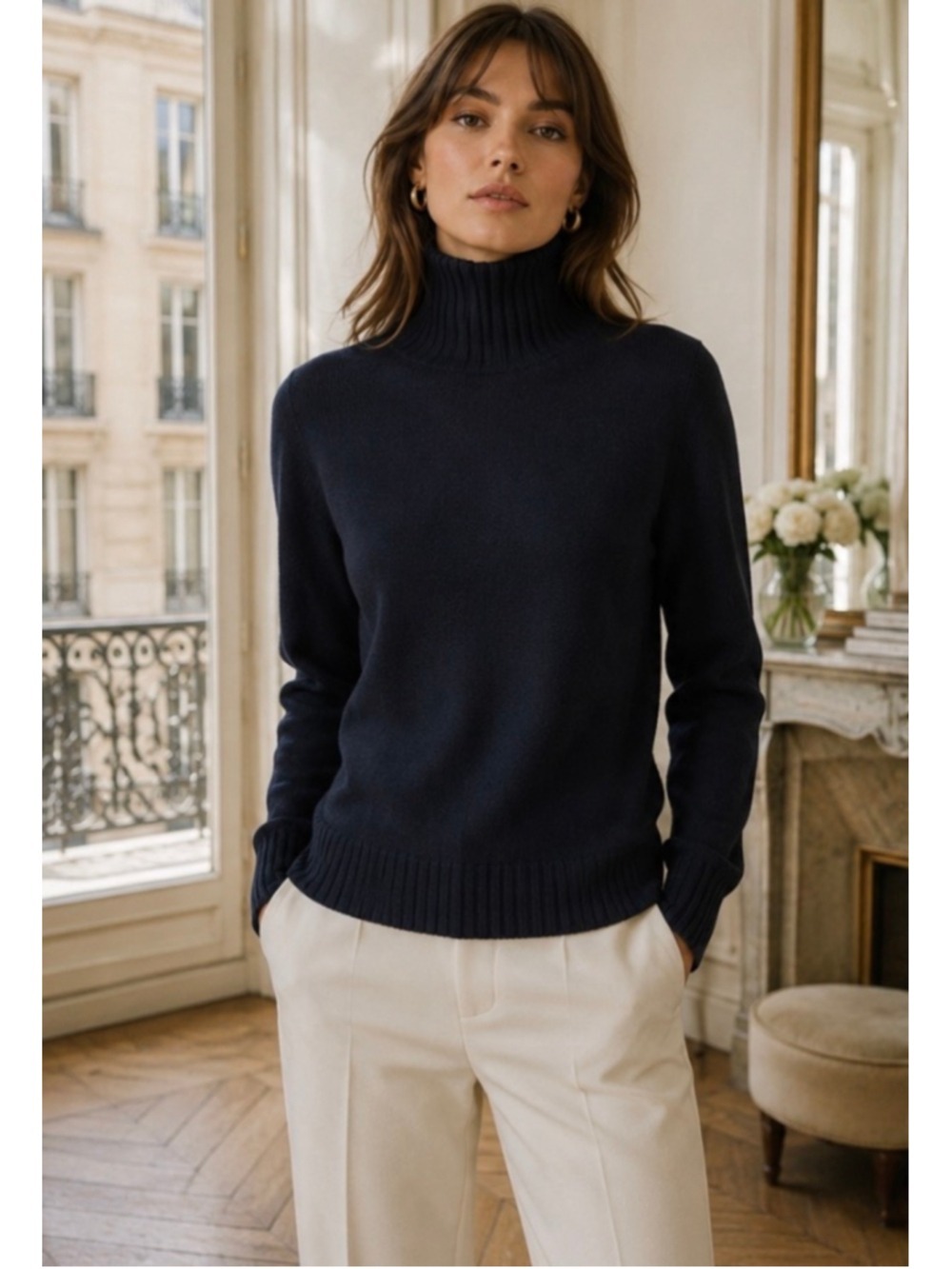 The Row 100% Cashmere Turtleneck Sweater Black Size M Read